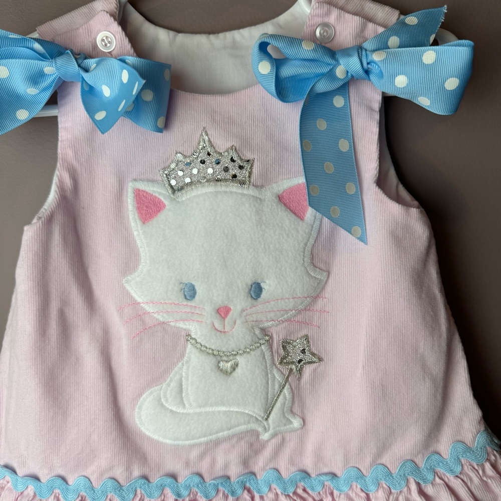 The Bailey Boys Pink Corduroy Kitty Princess Dress 12M - Picture 3 of 11